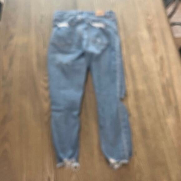Abercrombie & Fitch Ankle Jeans High Rise Distressed Button Fly Blue Size 28/6 - Picture 10 of 11